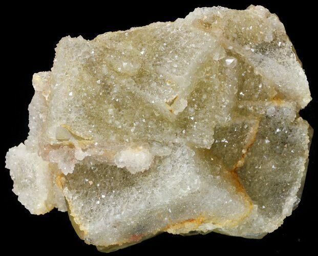 Quartz Encrusted Yellow Cubic Fluorite Cluster - Morocco #44859